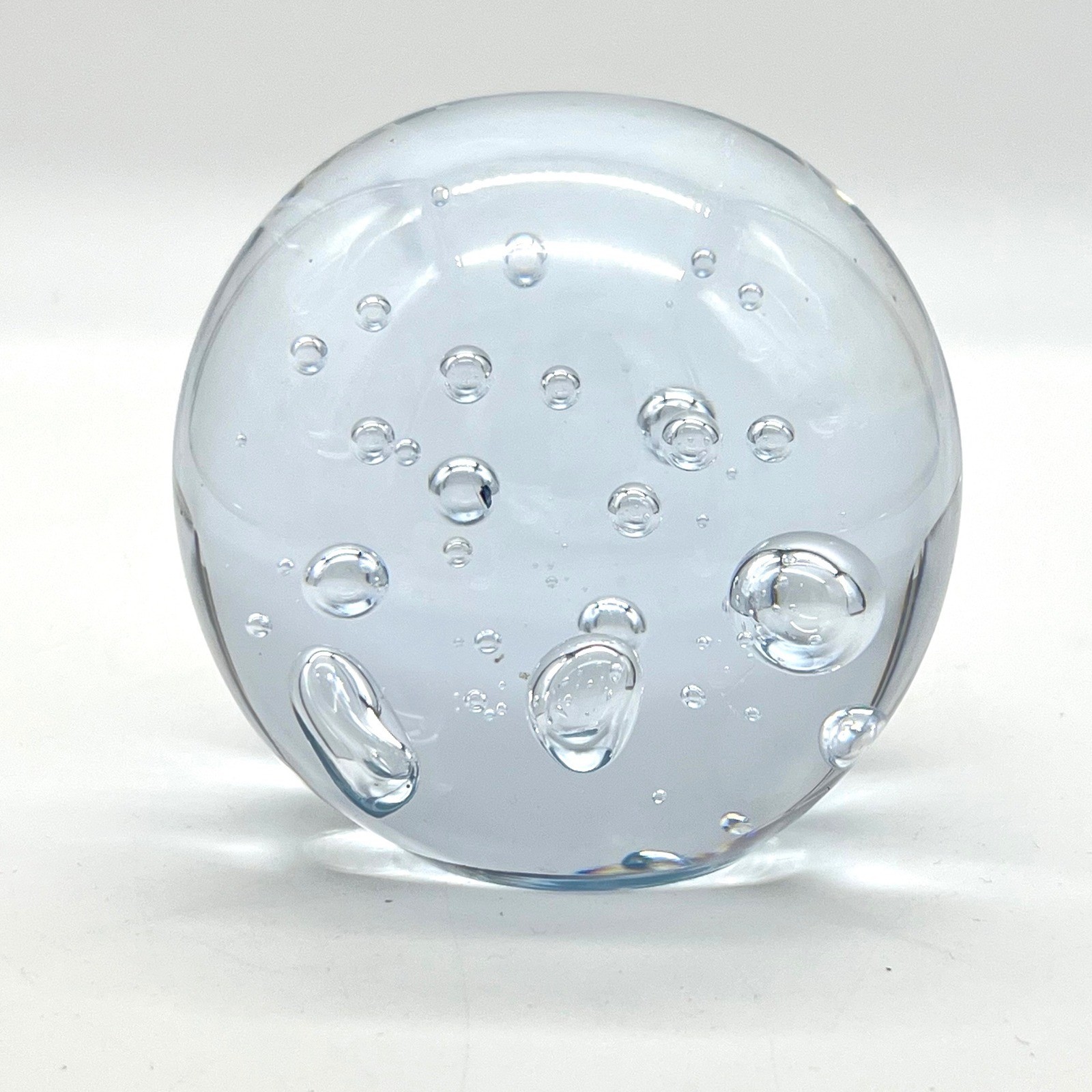 Vintage Clear Controlled Bubble Art Glass Paperweight 3 Inch Spherical Orb