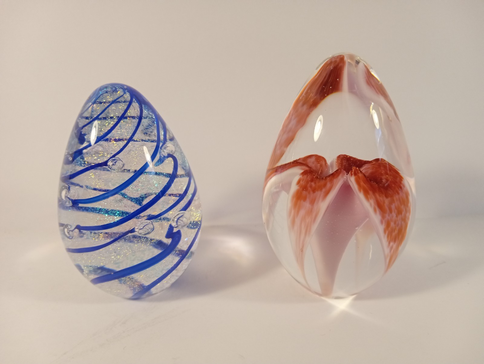 Glass Eye Studio Egg Paperweight Lot Of 2