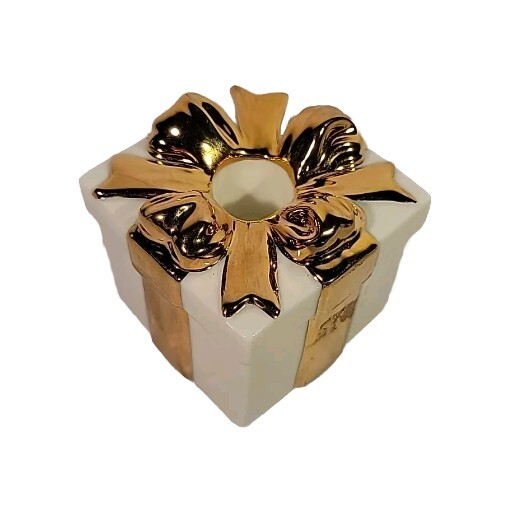 Mikasa Candle Holder Christmas Gift w Gold Bow FK001/550 Holiday Elegance