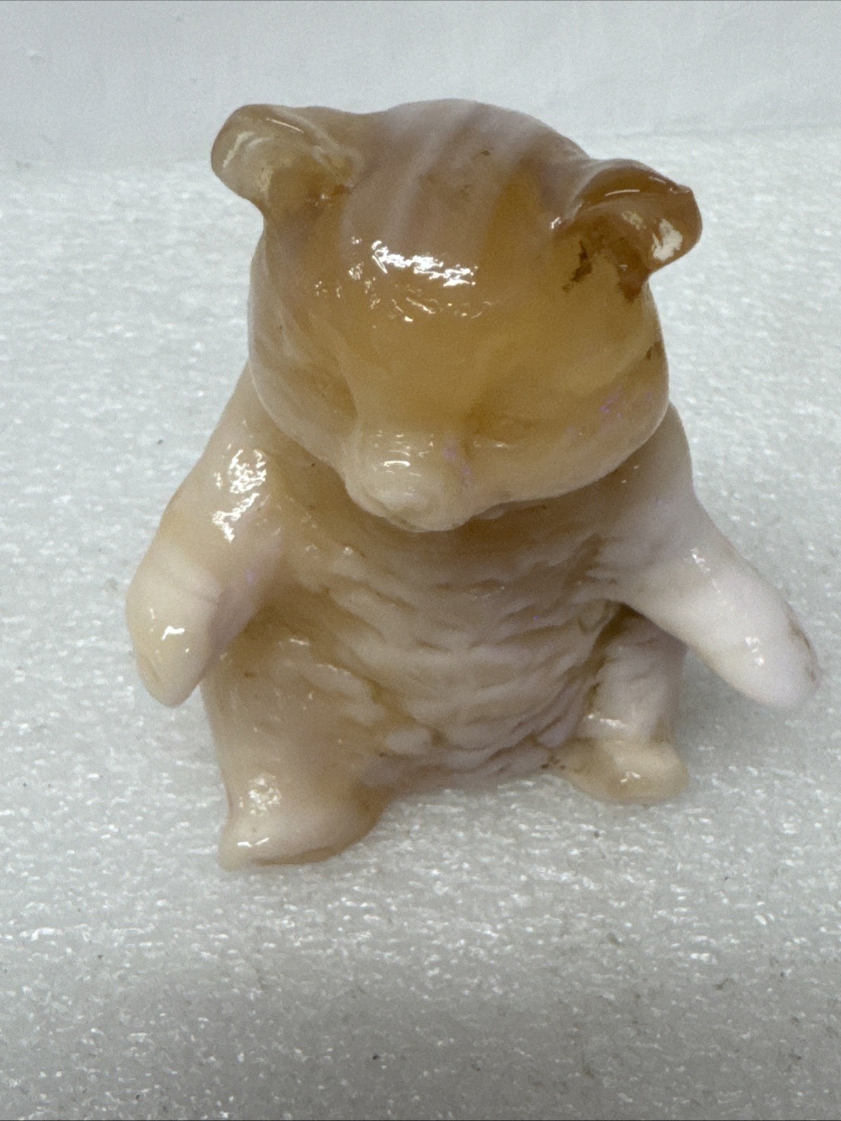 Mosser Carmel Swirl Slag Glass Bear Figurine Paperweight Read Description