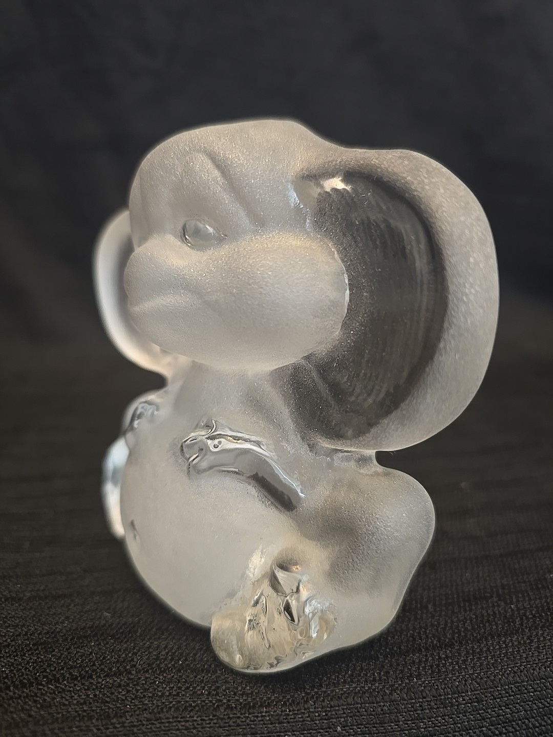 VIKING GLASS PAPERWEIGHT MOUSE WITH BIG EARS 4″ FROSTED ORIG. LABEL CLEAR