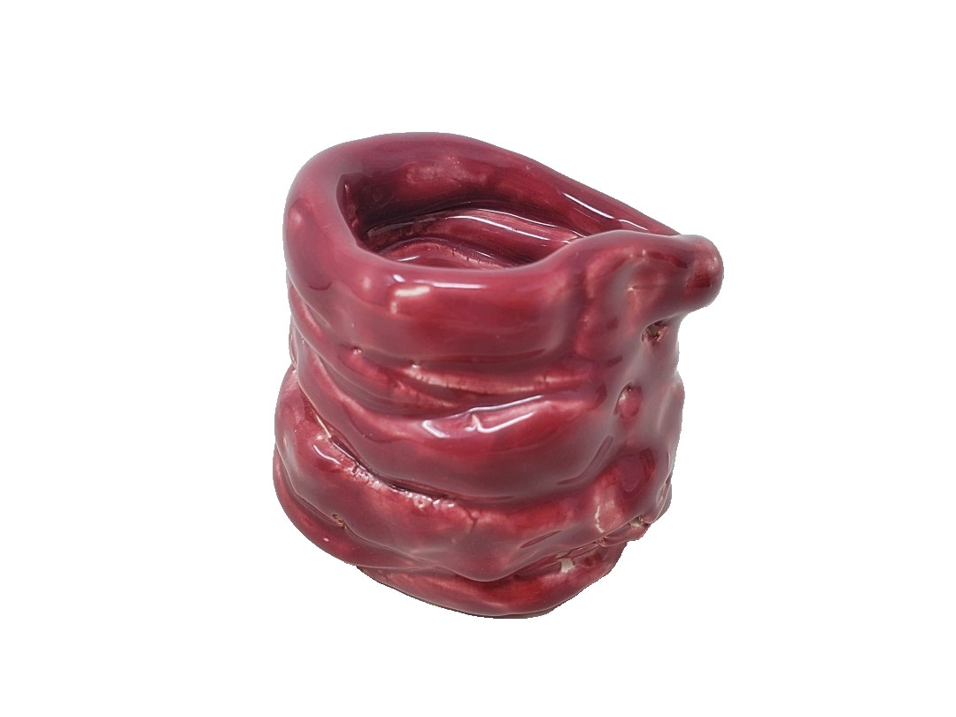 Coiled Pinch Cache Pot or Planter – Red Glaze – 2-3/4″ – for Succulents and More
