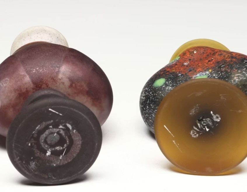 Rare Glass Art Vase Set by Romanian Artists Valer Semenescu & Lucian Butucariu.