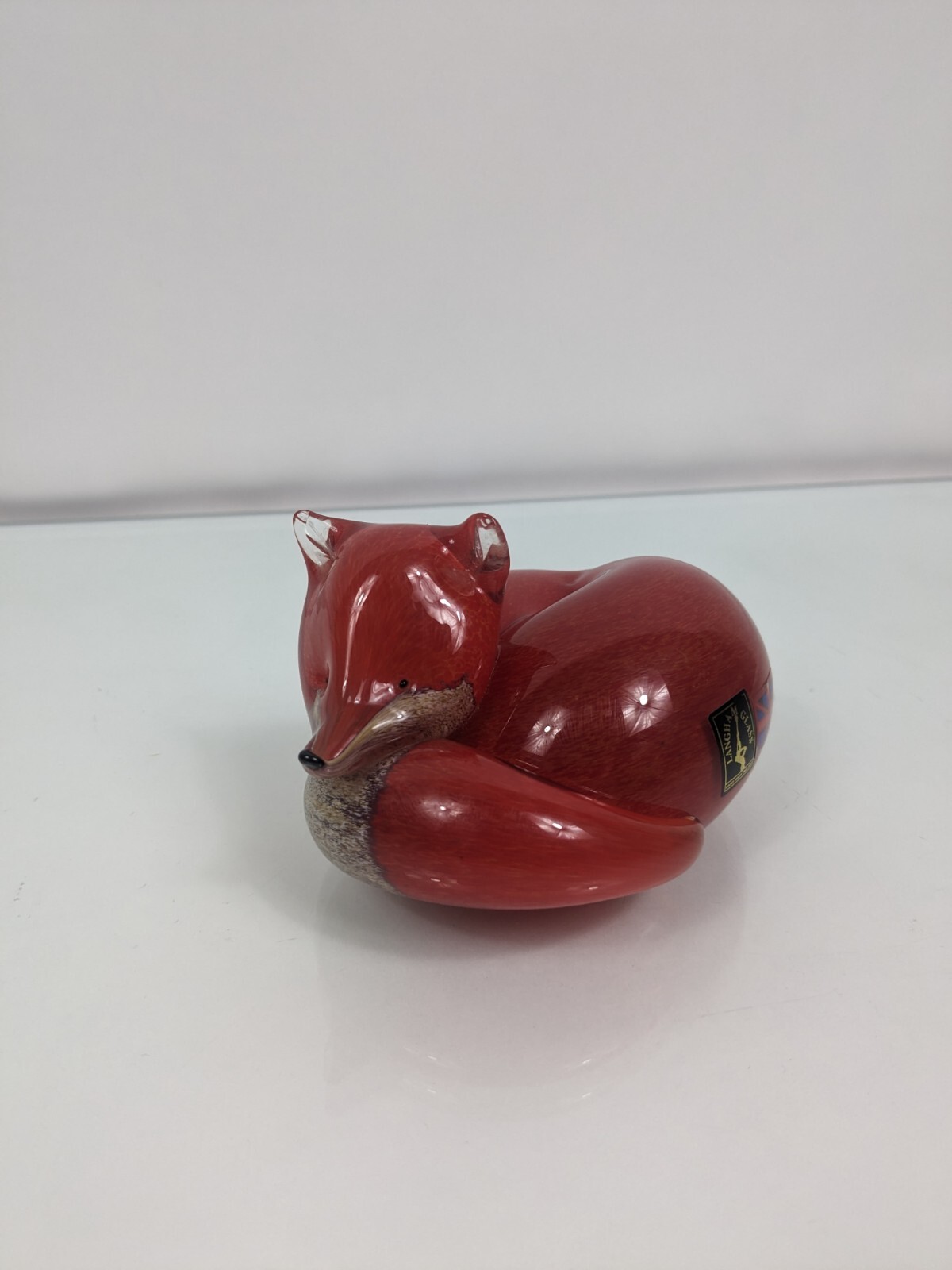 Beautiful Langham England Fox Paperweight HandBlown Art Glass Signed Paul Miller
