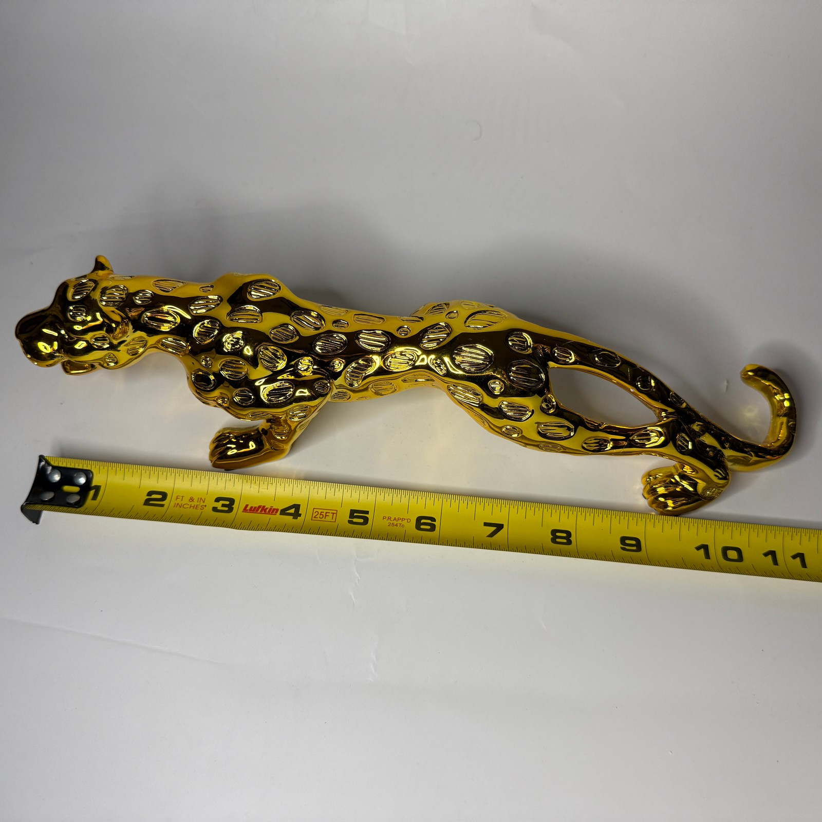 Gold Running Jaguar Panther Figurine – 10 Inch Decorative Statue