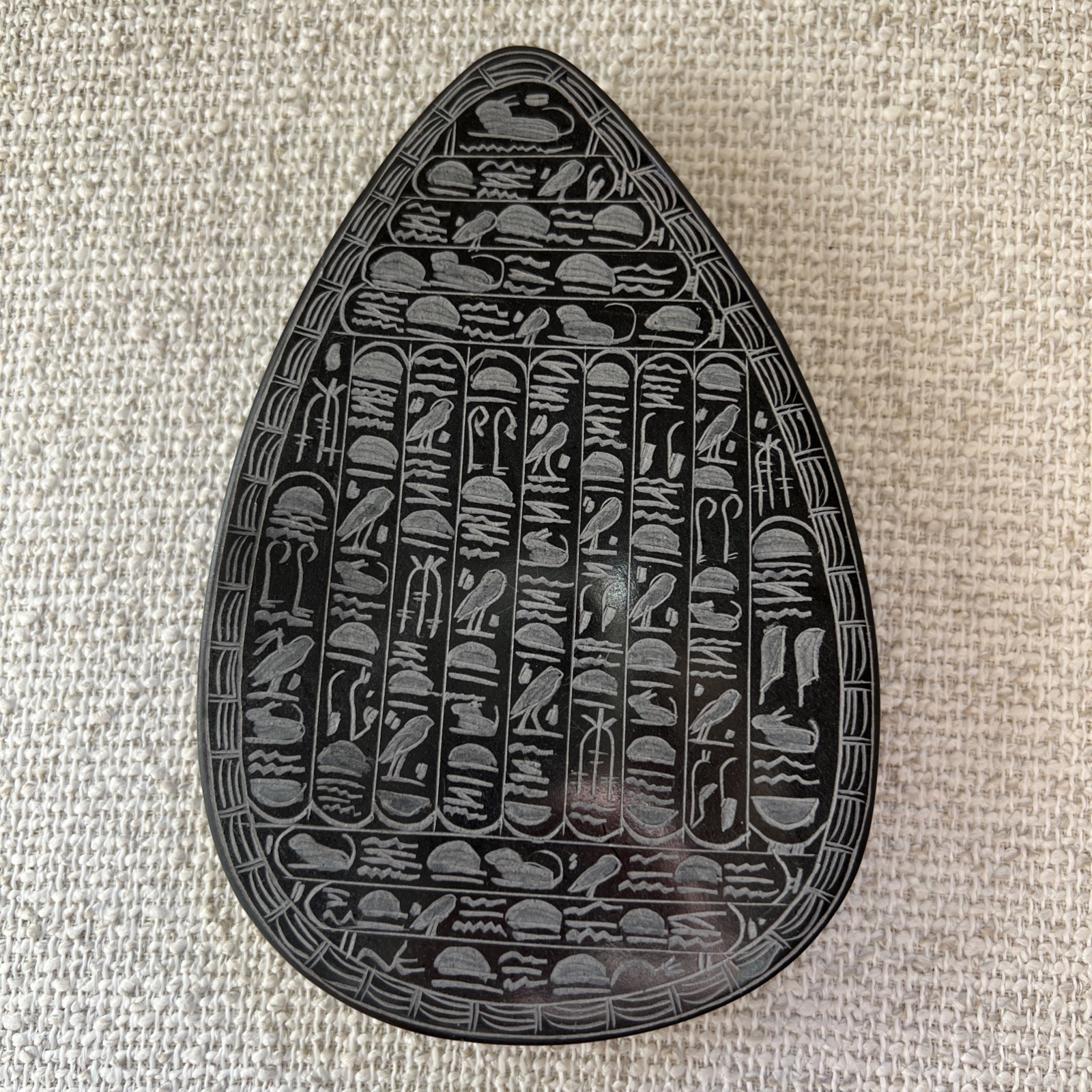 Vintage Egyptian Carved Stone Scarab – Tabletop Decorative Object 6″ Handmade
