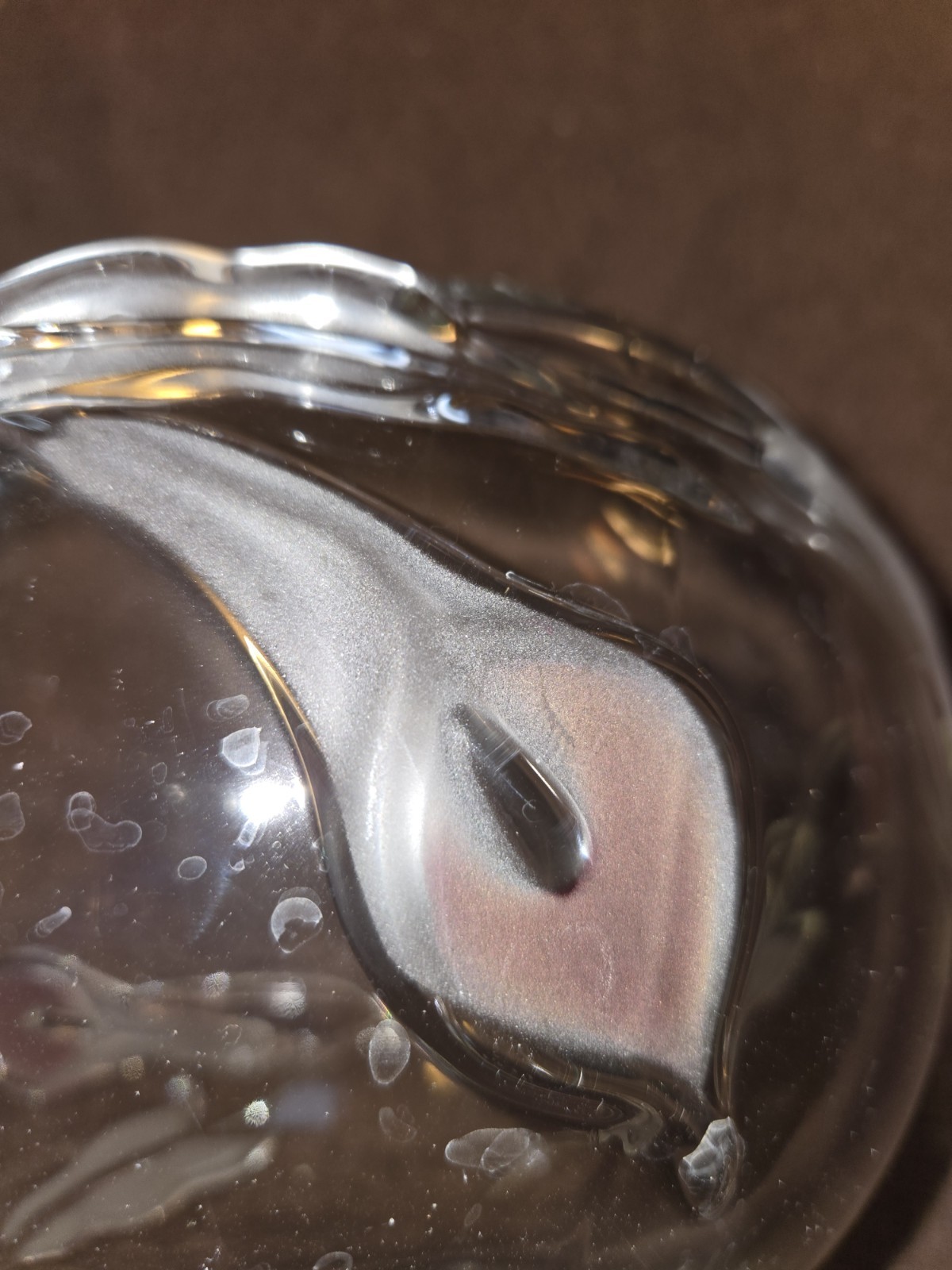 Mikasa Clear & Frosted Walther Crystal Calla Lily Flair Bowl West Germany 8-1/2″
