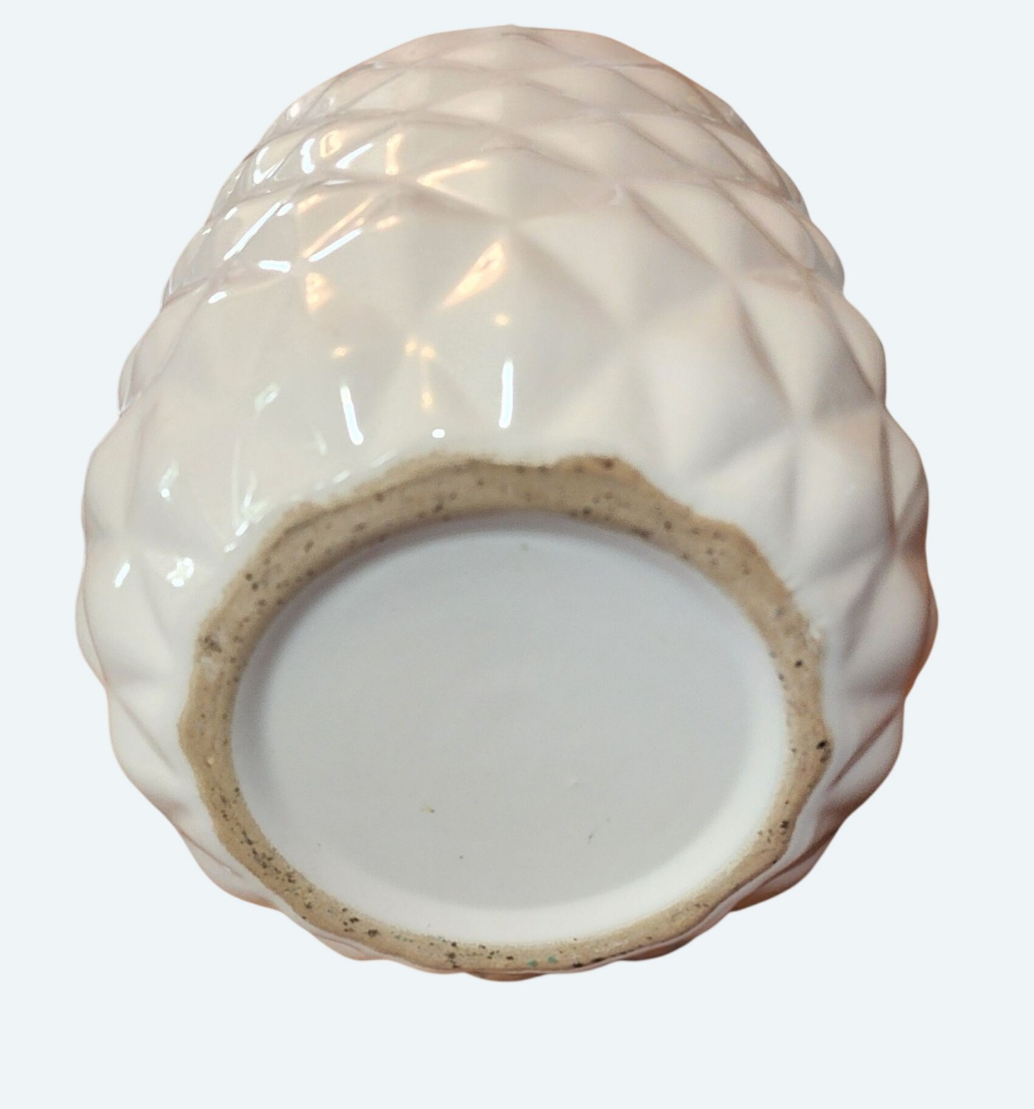 Vintage White Geometric Diamond Ceramic Pottery Planter Vase 5 Inches Tall
