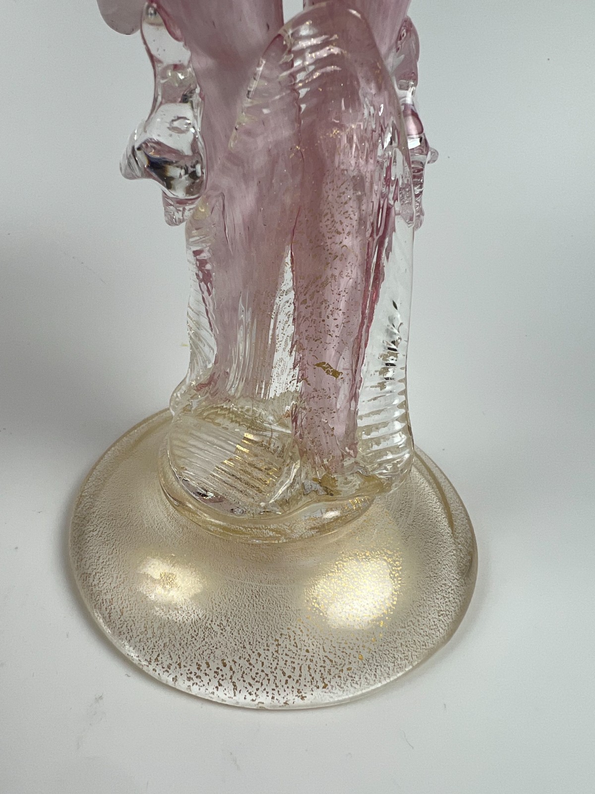 Vintage Murano pink Glass dancing damsel and gent Goldoniani couple figurines