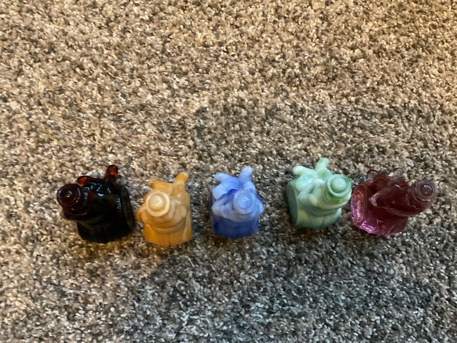 VINTAGE 1982 MOSSER GLASS CLOWN, set of 5 colors- LOOK