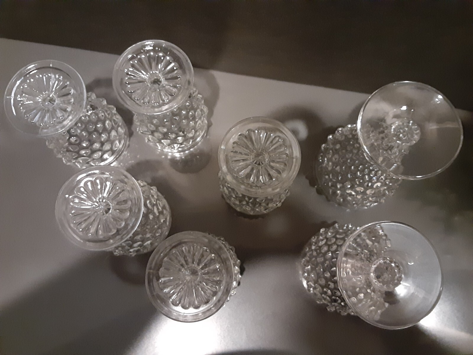 Lot of Seven (7) Vintage Hobnail Pattern Cocktail/Juice Glassware (Various Size)