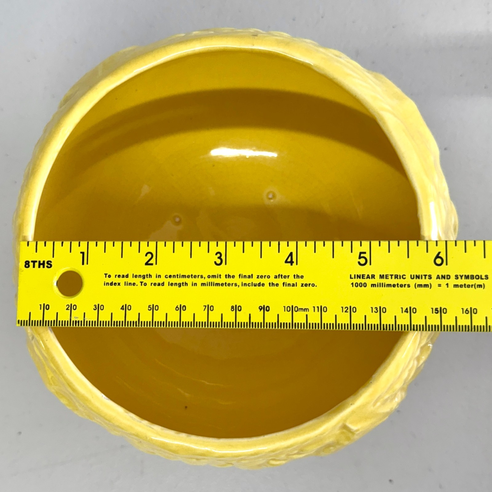 Vintage 1930s McCoy Yellow Basket Weave Jardiniere Planter Bowl 5.5in