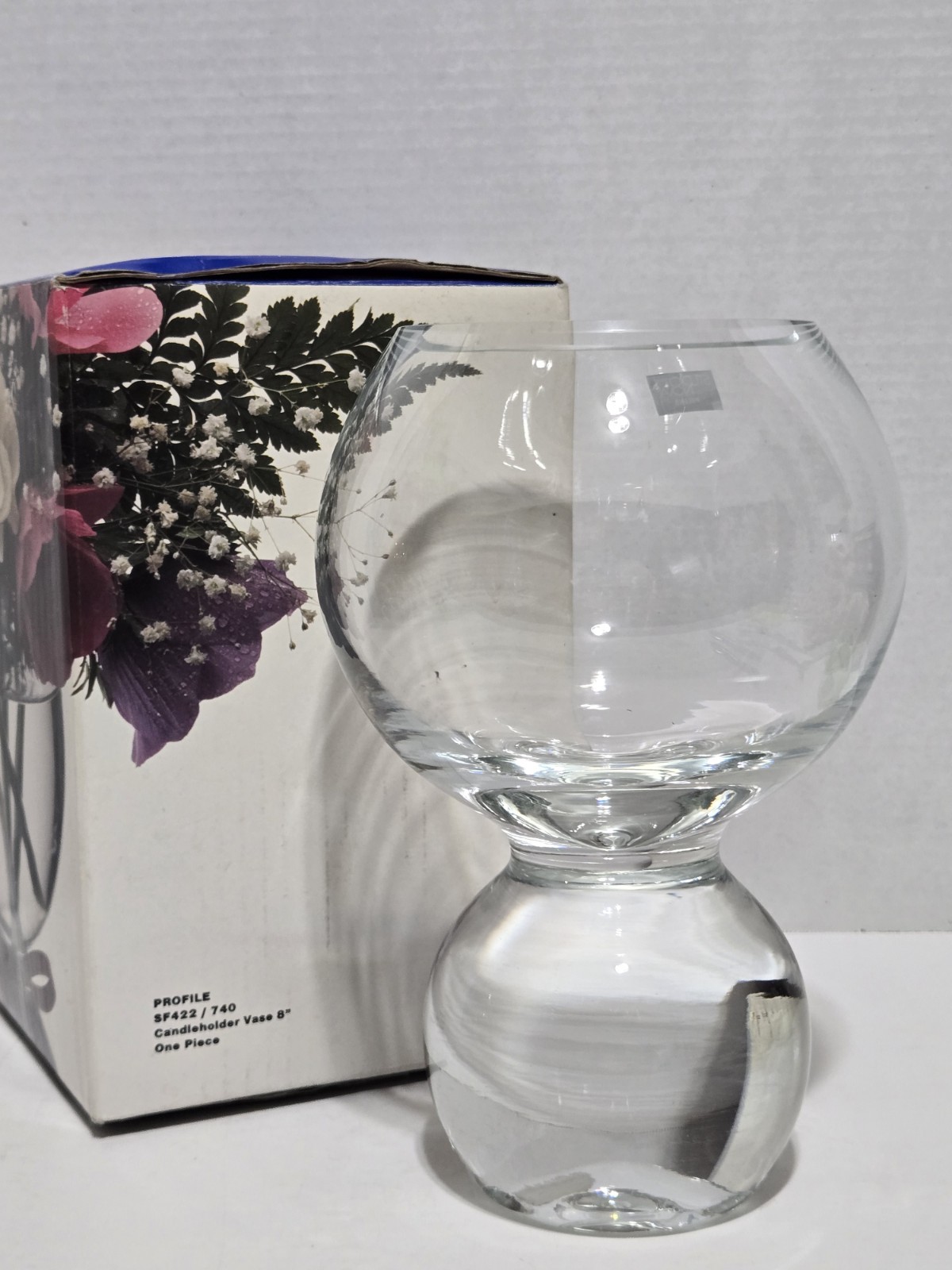 Studio Nova Vintage Double Ball Crystal Vase Heavy Bowl Polish Art Glass 4 lbs