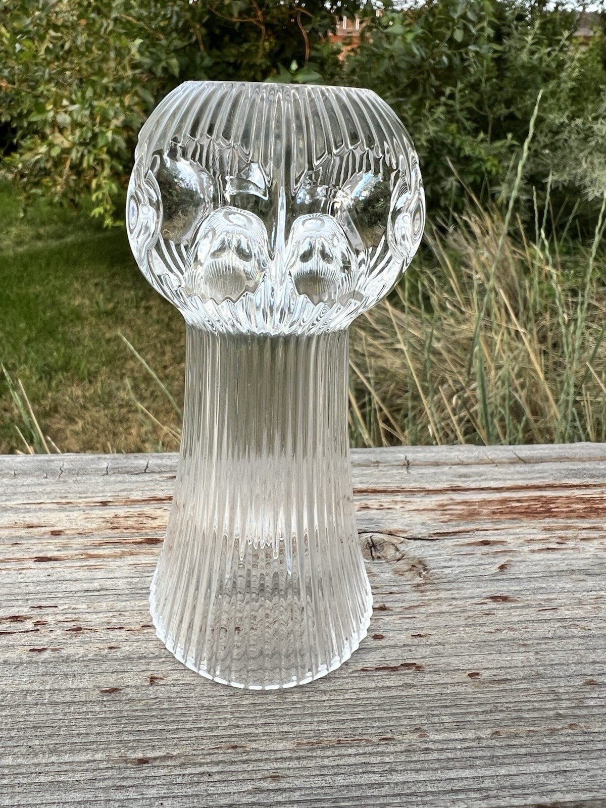 Fostoria Melissa Pattern Thumbprint Lead Crystal Bud Vase 5″ Tall