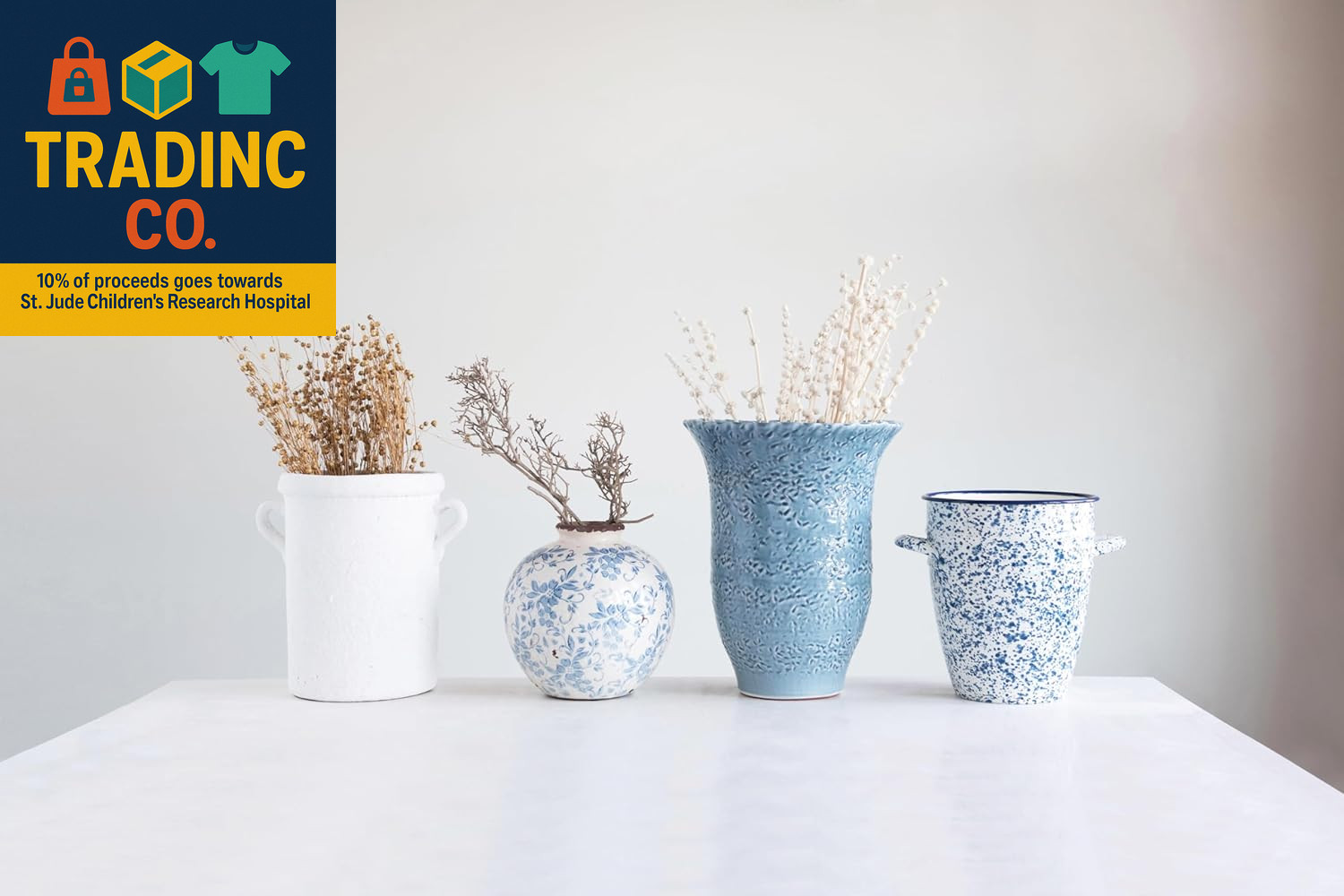 DF2720 8″ H Terracotta Floral Transferware Pattern & Crackle Finish Vase, Blue