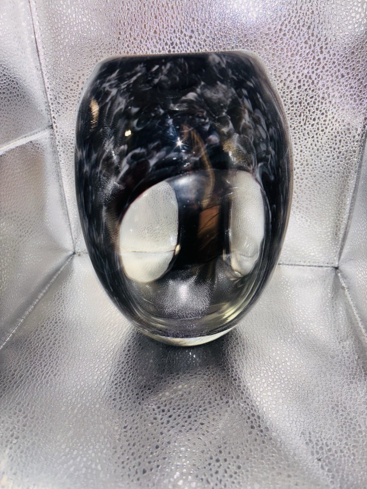 Vase Vessel Midnight Deep Blue Portal Art Glass Crystal Windows