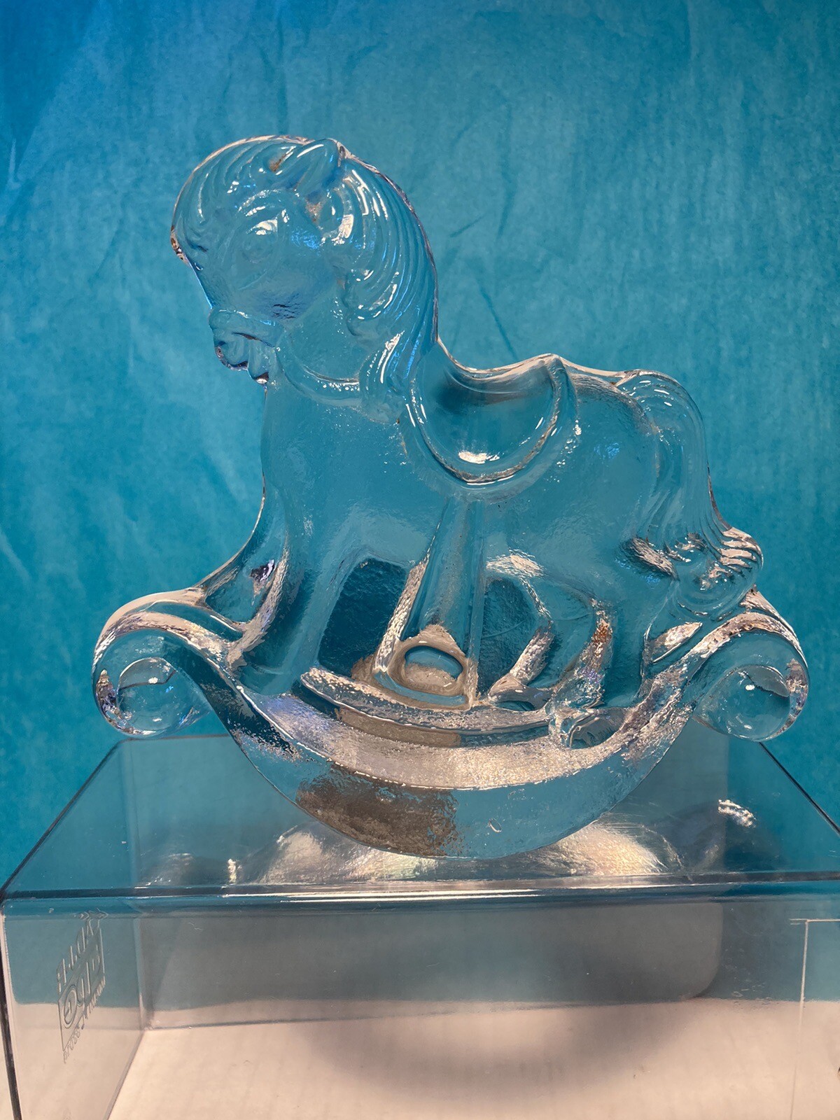 Riedel Austrian Lead Crystal Clear Textured Rocking Horse Figurine Paperweight