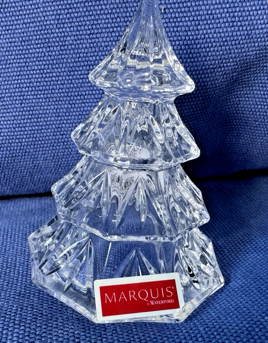 Marquis by Waterford Lead Crystal Clear Christmas Tree Sculpture 3 1/2″ Germany