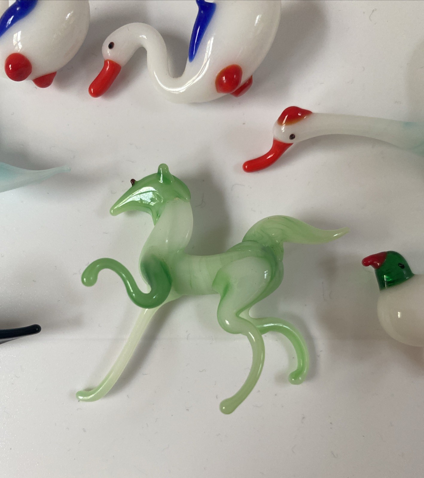 7 Vintage Miniature Hand Blown Art Glass Animals Nice Colors