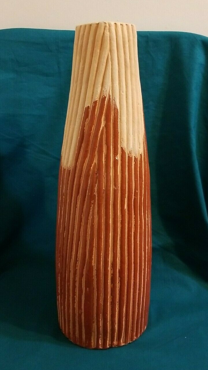 VTG Art Studio Ceramic Clay Pottery Hand Made Vase Wt 6 lbs 9.5 Oz., 16″ Tall