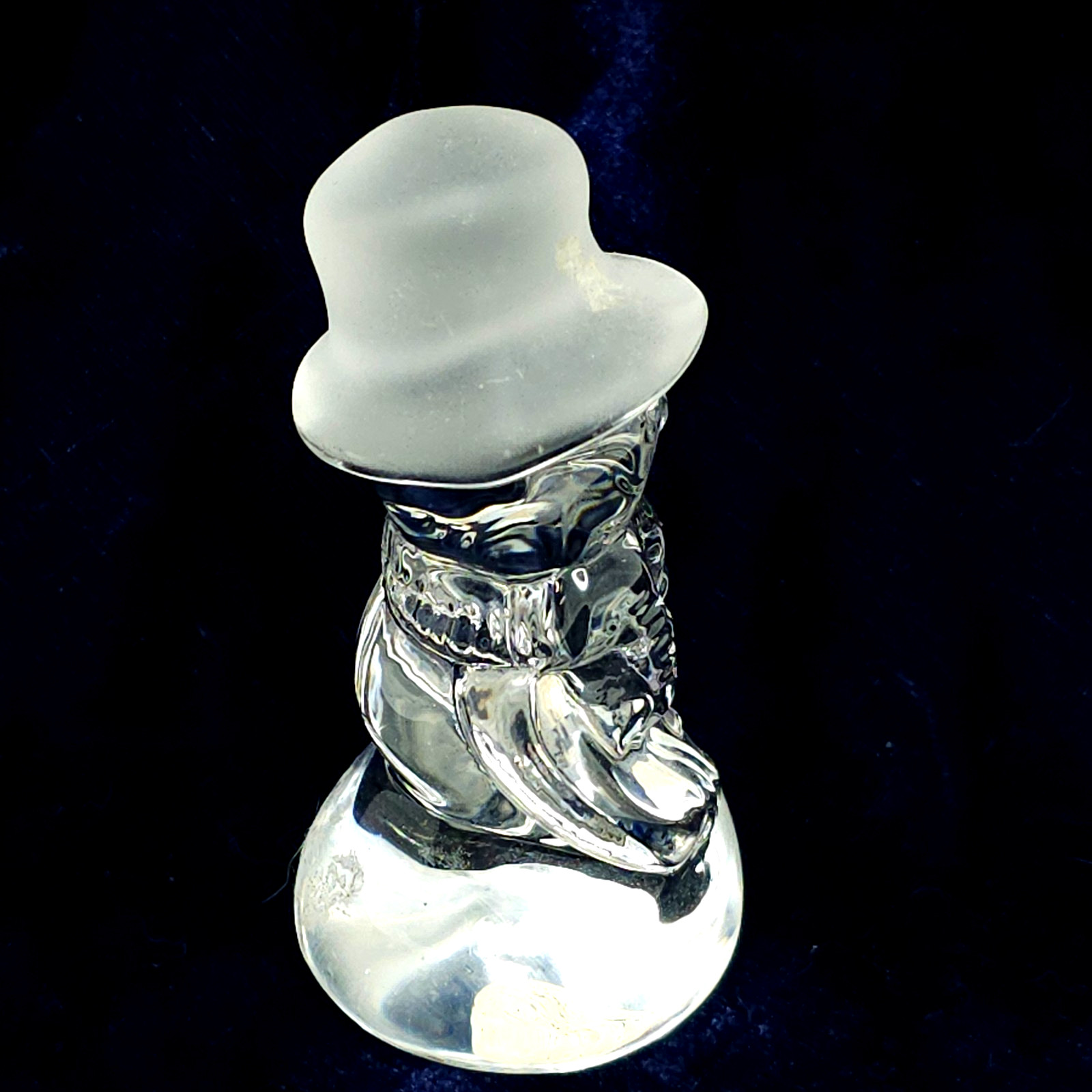 Glass Snowman Figurine Frosted Top Hat Christmas Holiday Decor 5″