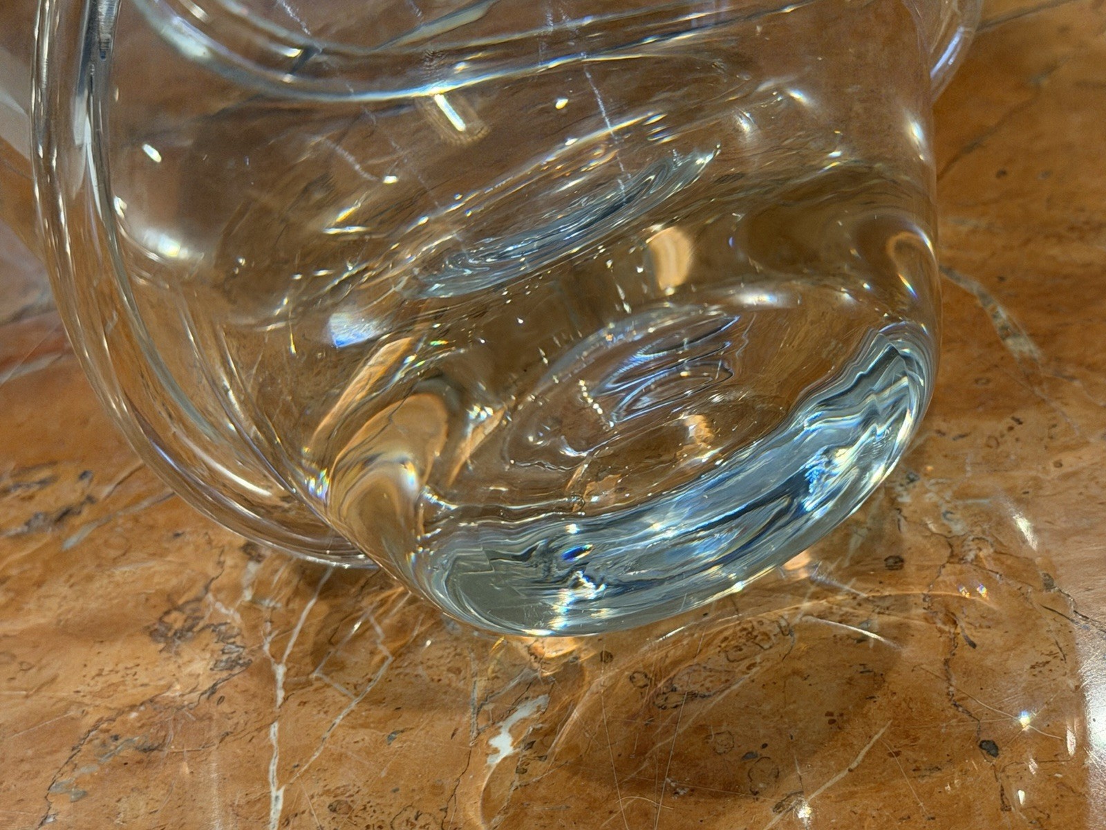 BADASH CONTEMPORARY CRYSTAL ART GLASS 9.5″ VASE HEAVY APPLIED SWIRL RIBBON EUC