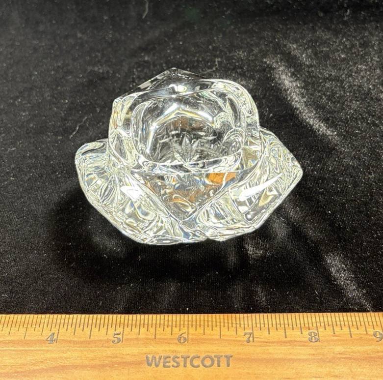 Vintage Waterford Crystal Rose Flower 2.25 in Votive Candle Holder