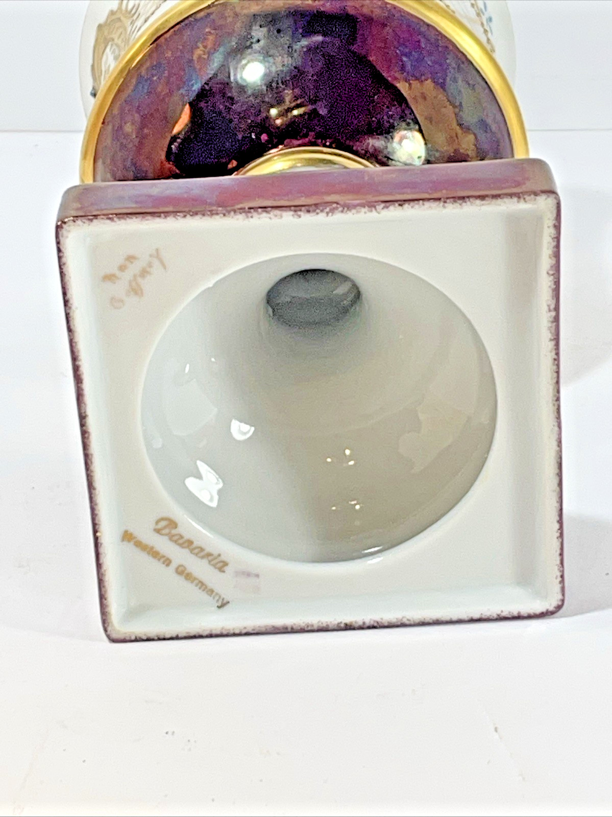 Porcelain Goblet Vase Shape Square Base Heavy Gold Gilding Empire Style Bavaria