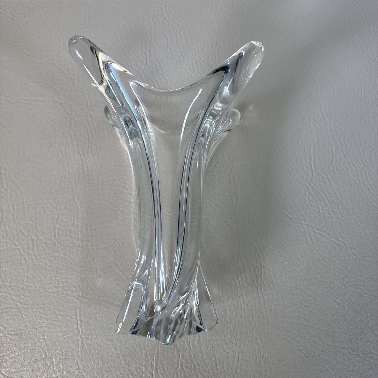Clear Glass Vase by CoFrac Art Verrier France Modernist Mid-Century 8 1/4”