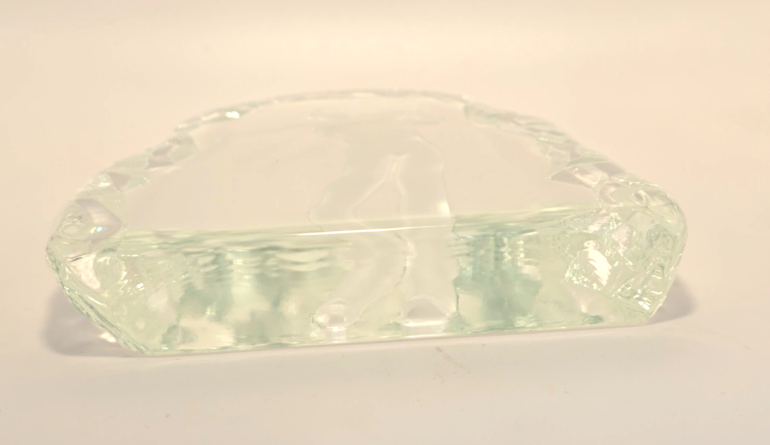 Nybro Sweden Crystal Golfer Paperweight Frosted Figure Clear Base 7″ Vintage