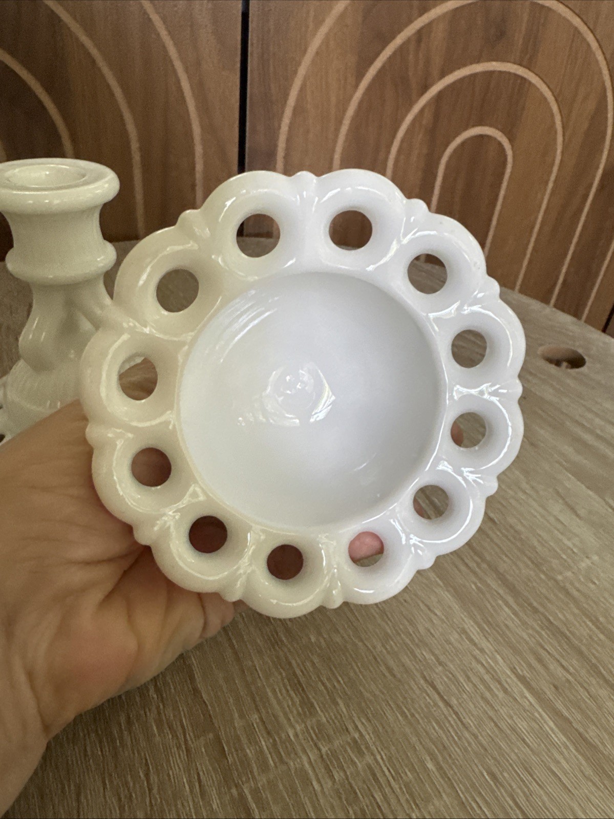 Westmoreland Milk Glass Candlesticks Pair White Lace Edge Vintage Set Of 2