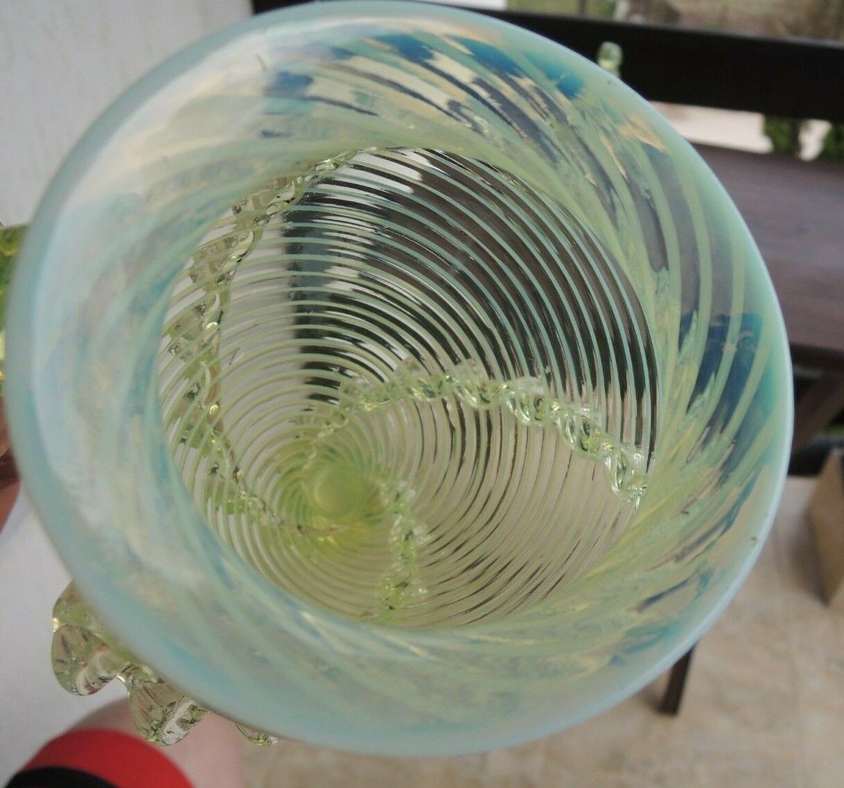 Pair Stourbridge Vaseline Victorian English Glass Epergne
