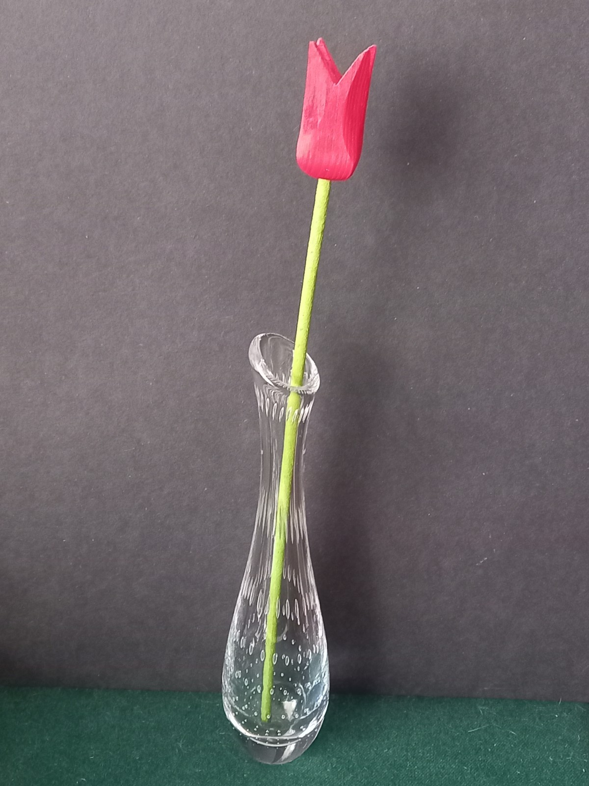 Vintage Vicke Lindstrand art glass vase Kosta Boda Controlled Bubbles 1950s