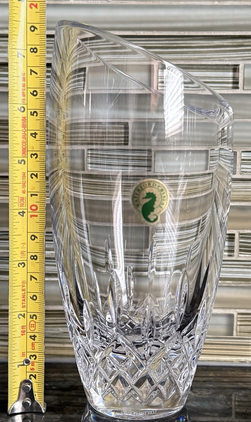 Vintage Waterford Crystal LISMORE ESSENCE 7.5” Angular Vase.