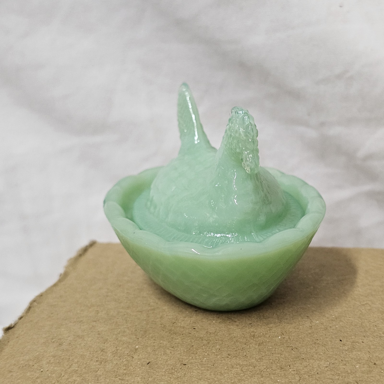 Get a DOZEN for one Price. NEW 2 1/2″ Mini HEN on NEST, JADEITE.