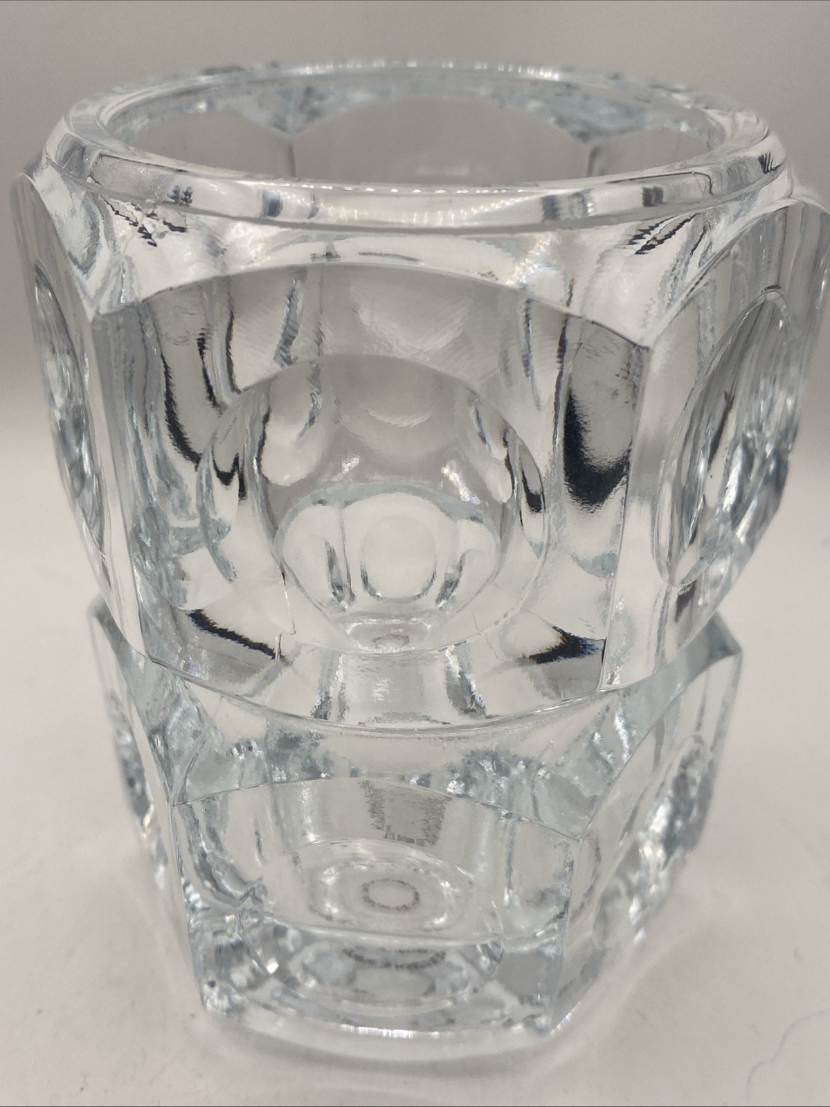 Czech Republic Elements Crystal Pressed Art Glass 5” Vase Or Candle Holder