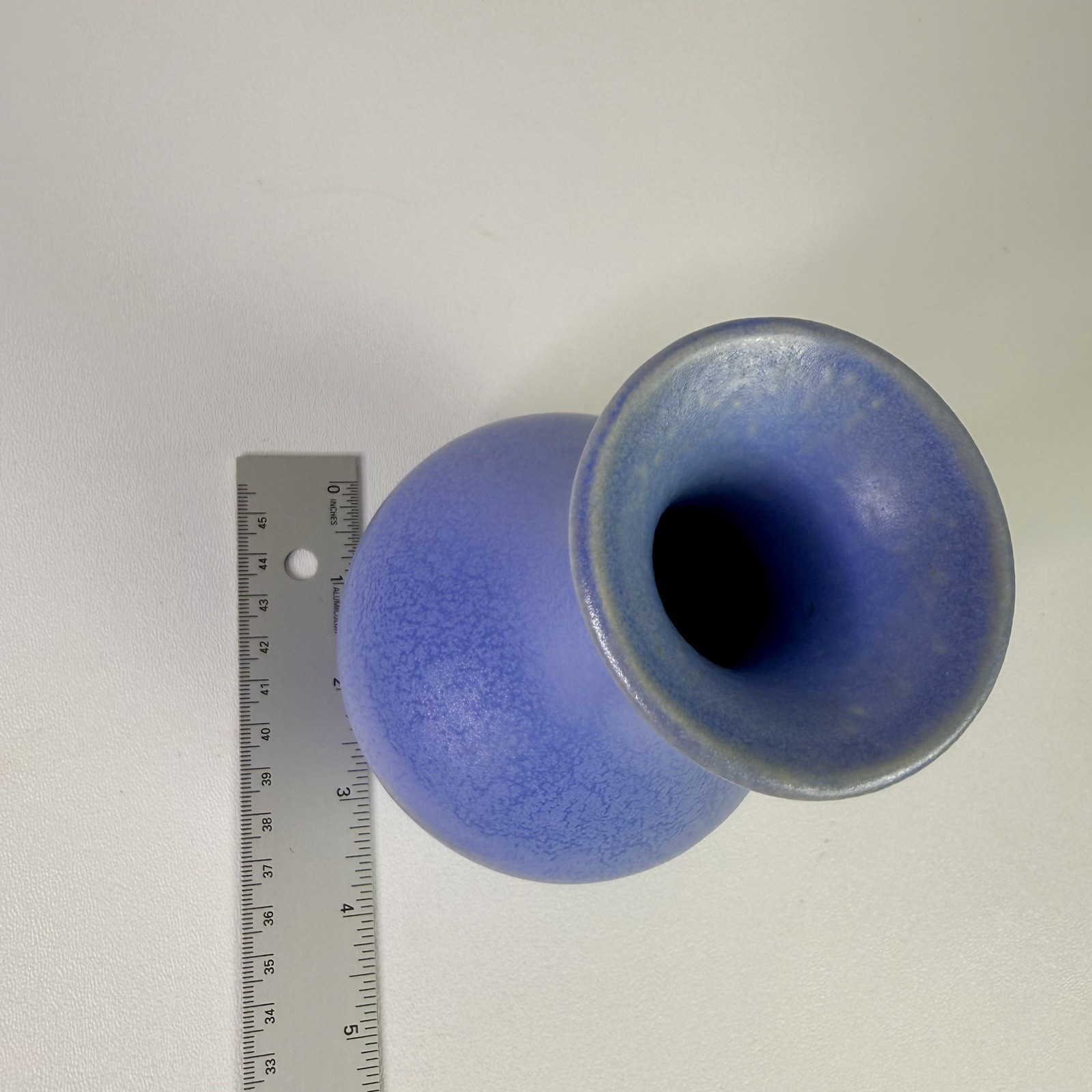 Vintage Catalina Pottery Blue Matte Glaze Vase USA Flared Rim Art Pottery