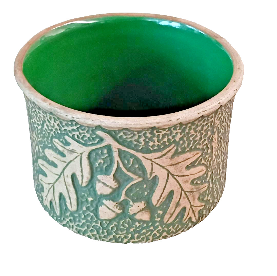 ANTIQUE 1915 RED WING BRUSHWARE POTTERY OAK LEAF ACORN JARDINIERE PLANTER MINT