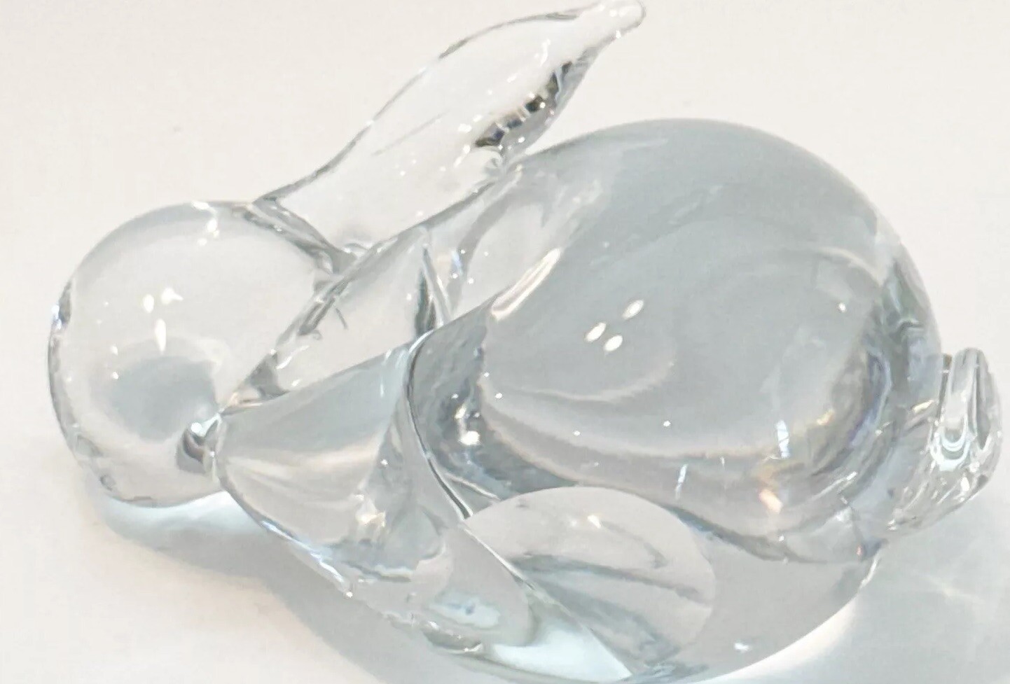 Vintage Clear Art Glass Bunny Rabbit Figurine Easter Decor Paperweight Ears Tail