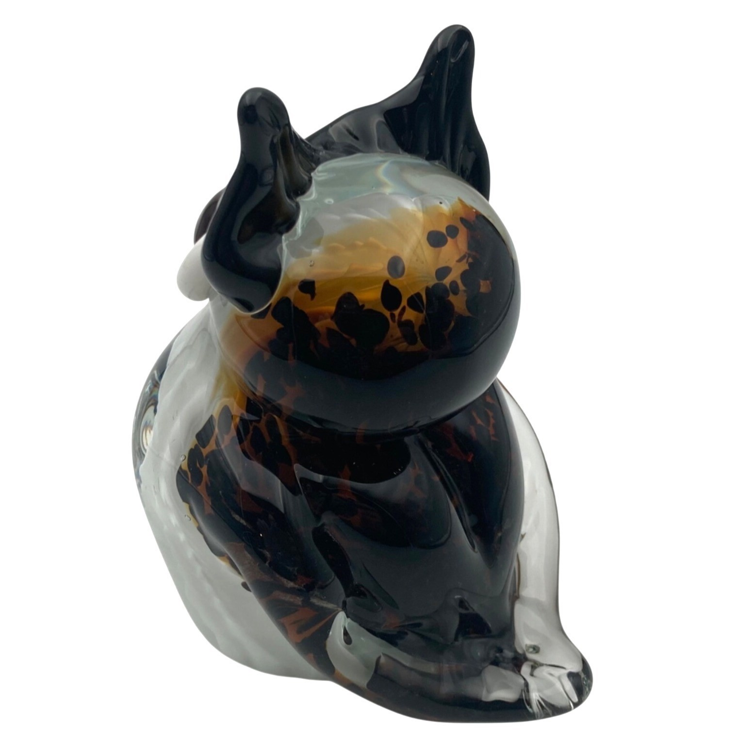 Studio Art Blown Glass Great Horned Owl Bird Paperweight Figurine Statue Figure