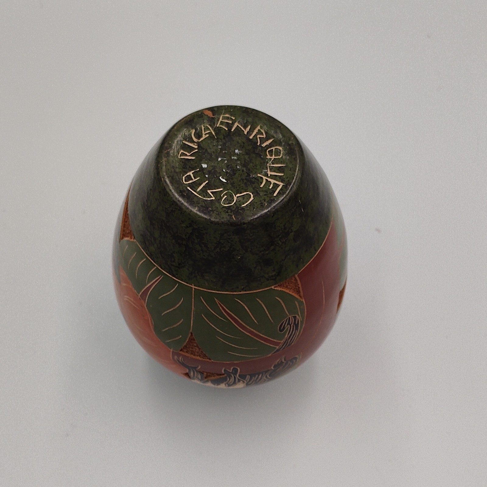 Aller Art Pottery Hand-Painted Signed Floral Animal Decorative Vase 18cm