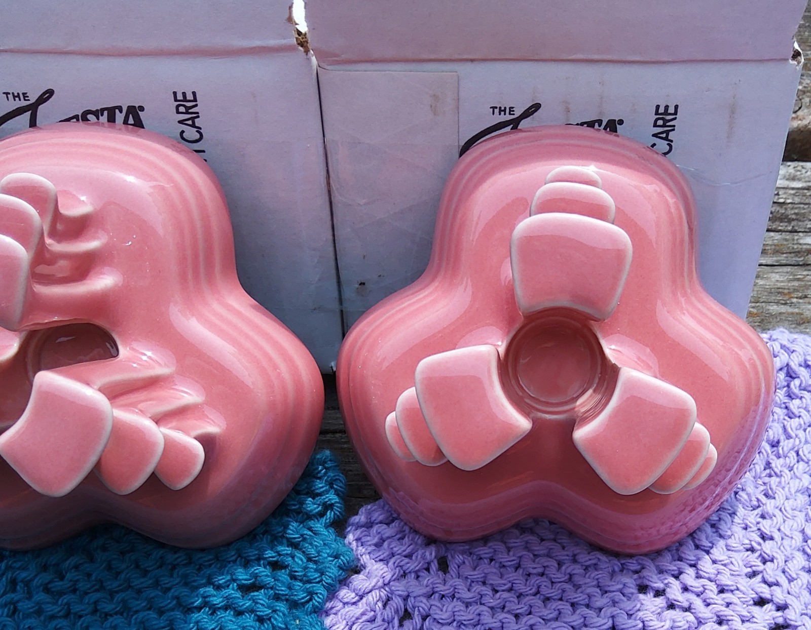 Fiestaware Pair of PEONY Pyramid Tripod Candle Holders #375 of 400