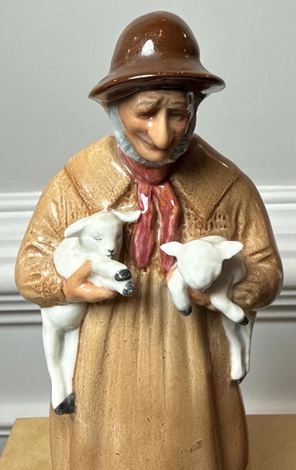 Royal Doulton Lambing Time HN1890 Shepherd & Lambs Figurine England 10”