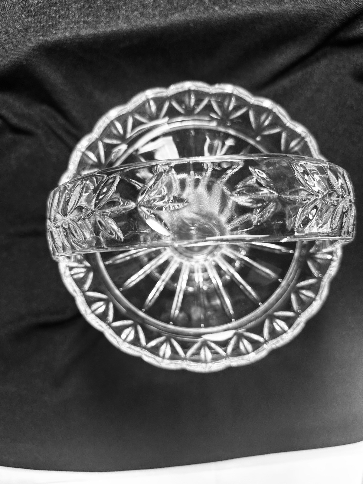 Vntg Shannon Godinger Lead Crystal Glass Basket With Handle