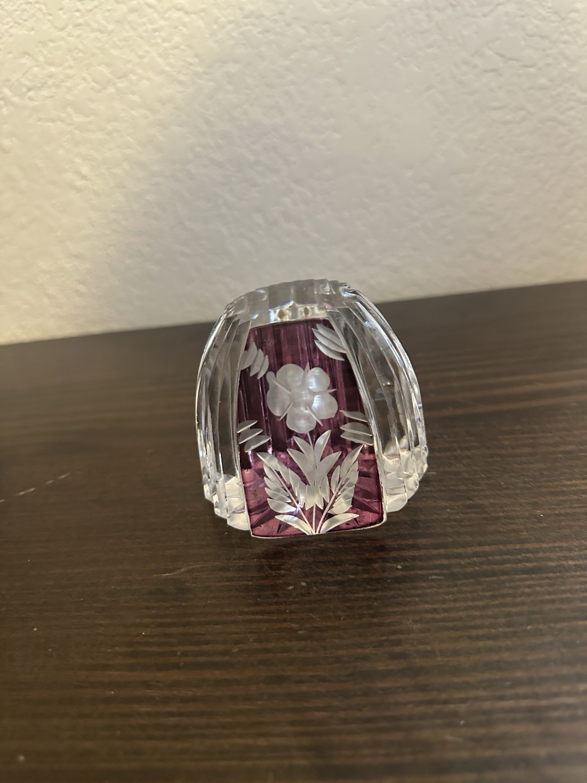 Bohemian Ruby Red Rose And Cut Crystal Paperweight Beautiful