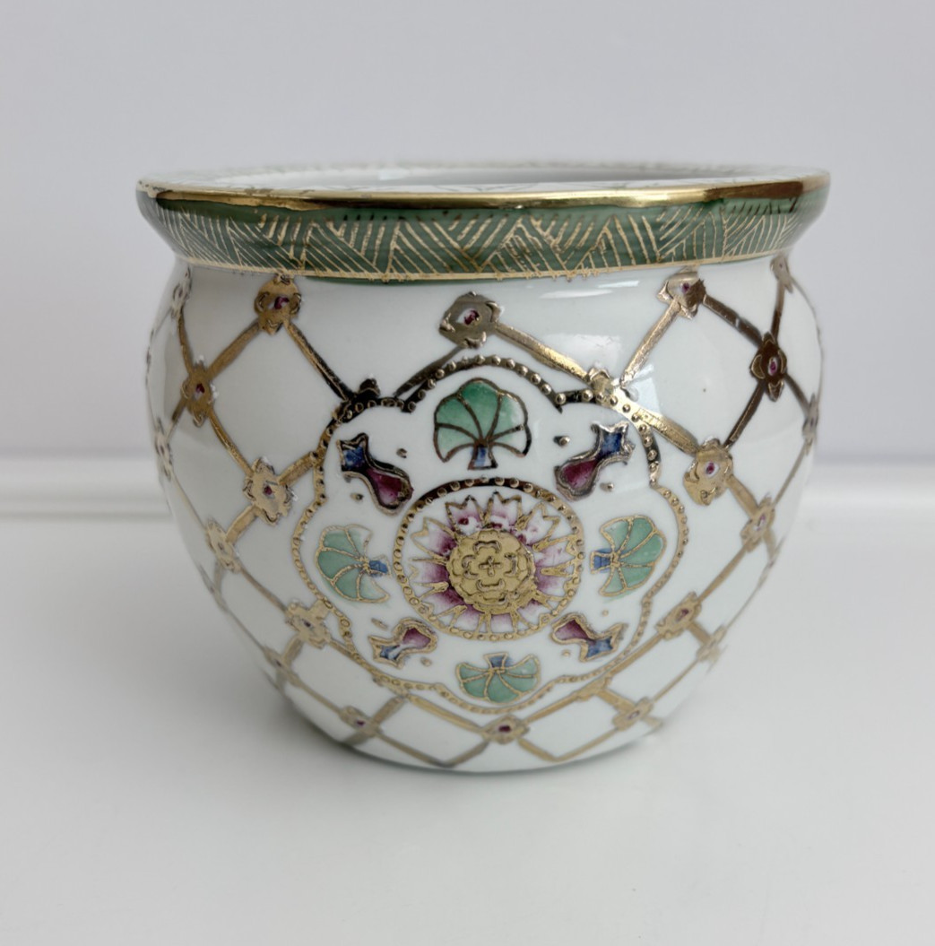Lemax Ceramic Asian Inspired Planter / Vase 4 Inches Tall