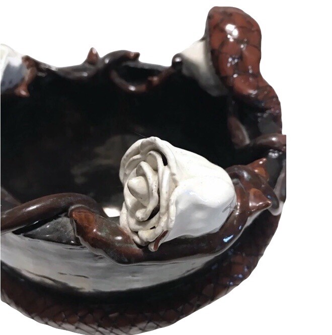 Vintage Snake Studio Art Pottery Snake Roses And Thorns