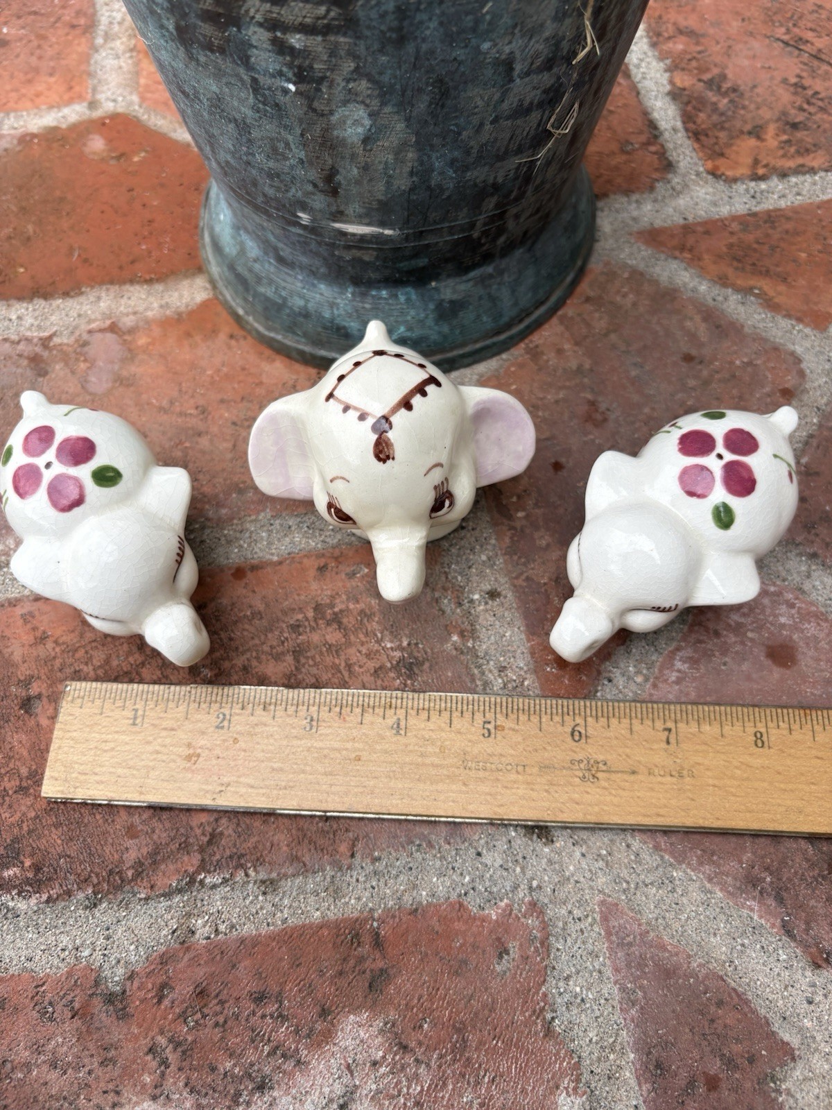 Lot 4 Vintage Rio Hondo California Pottery Elephants & Cow Figurines 3″-4”