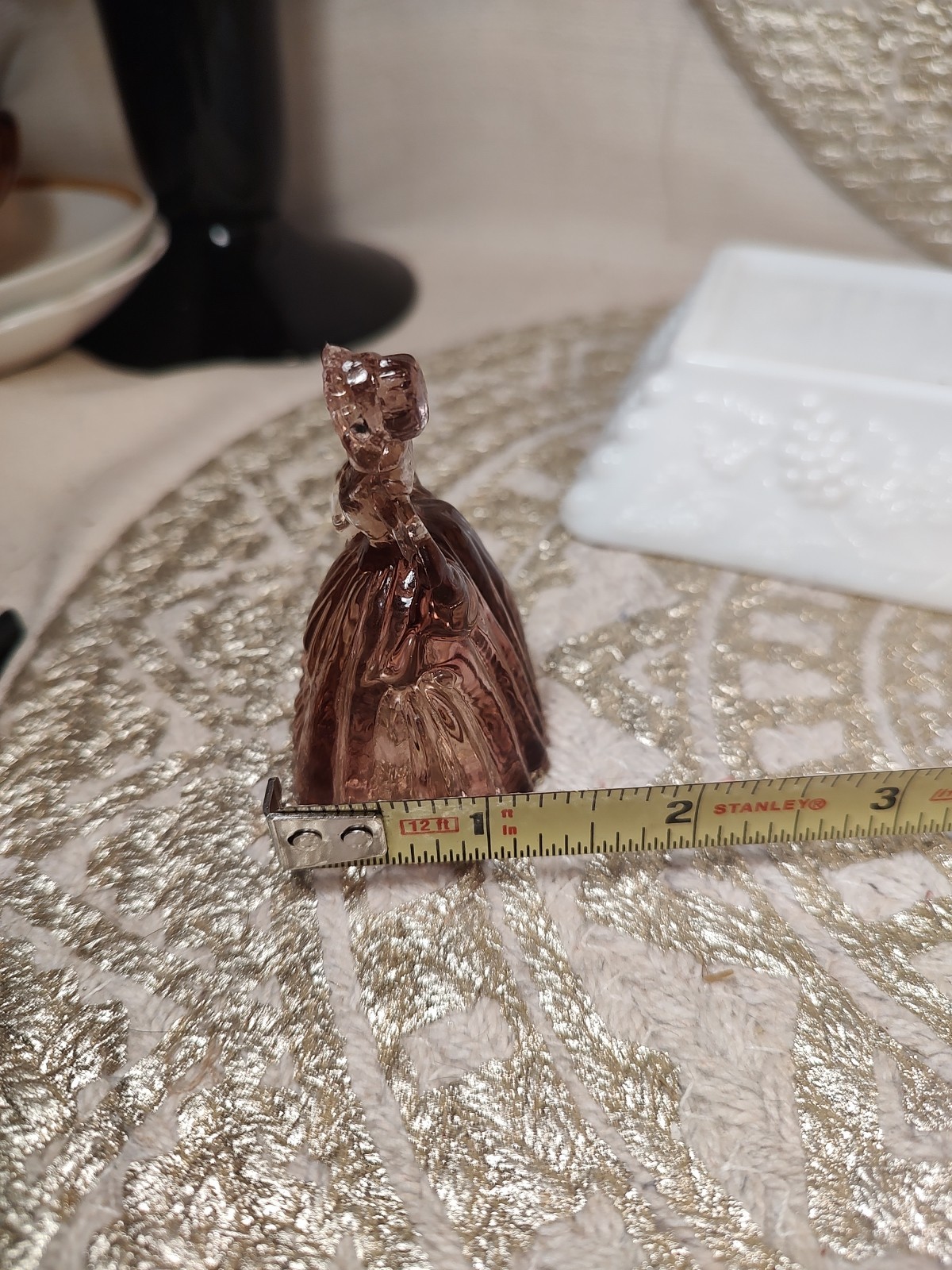 Boyd Vintage Crystal Art Glass Figurine Louise Doll Light Rose Glass 80’s