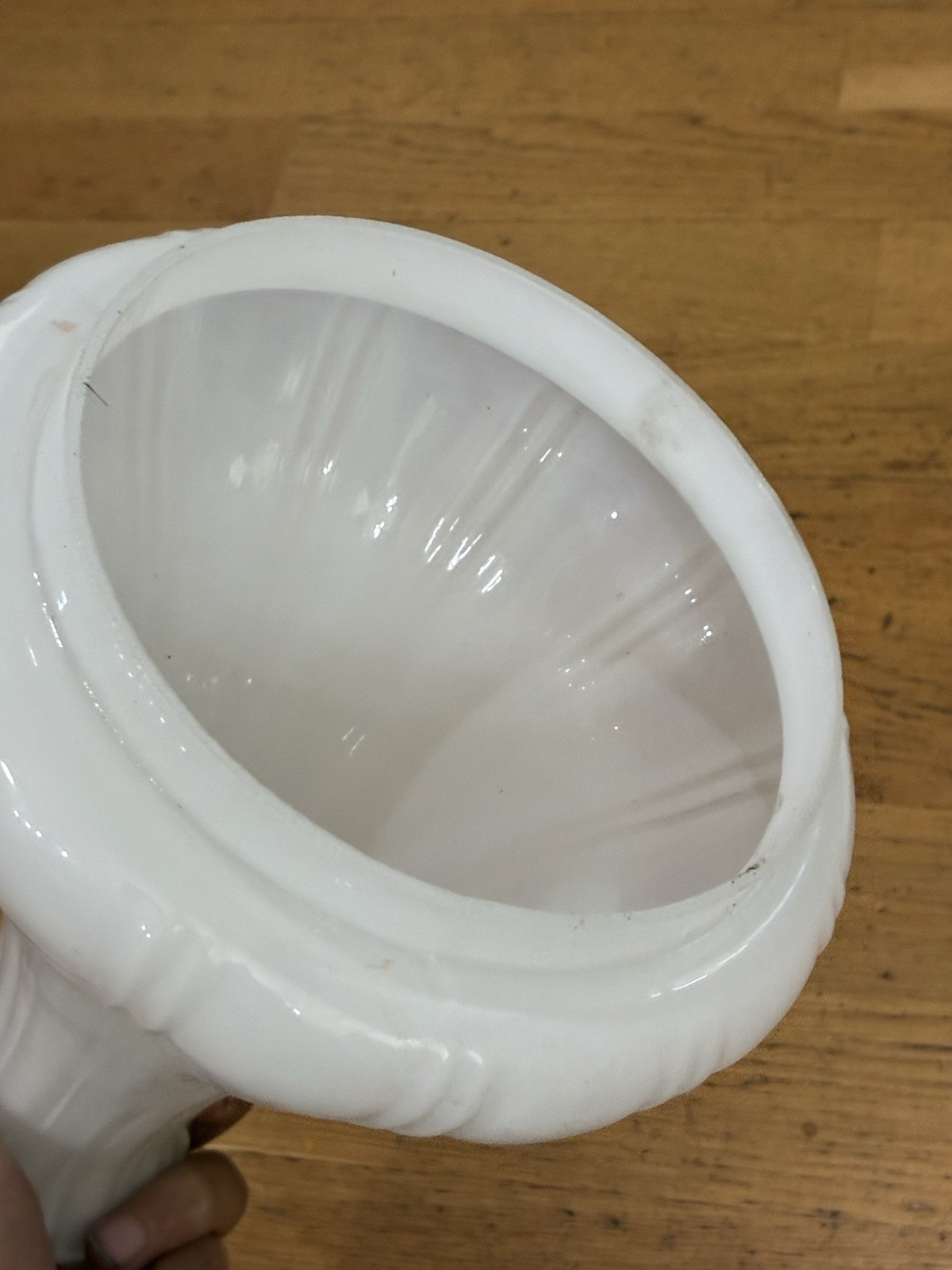 Vintage White Milk Glass Ribbed Gourd Decanter Vase Pair Made in China Mint